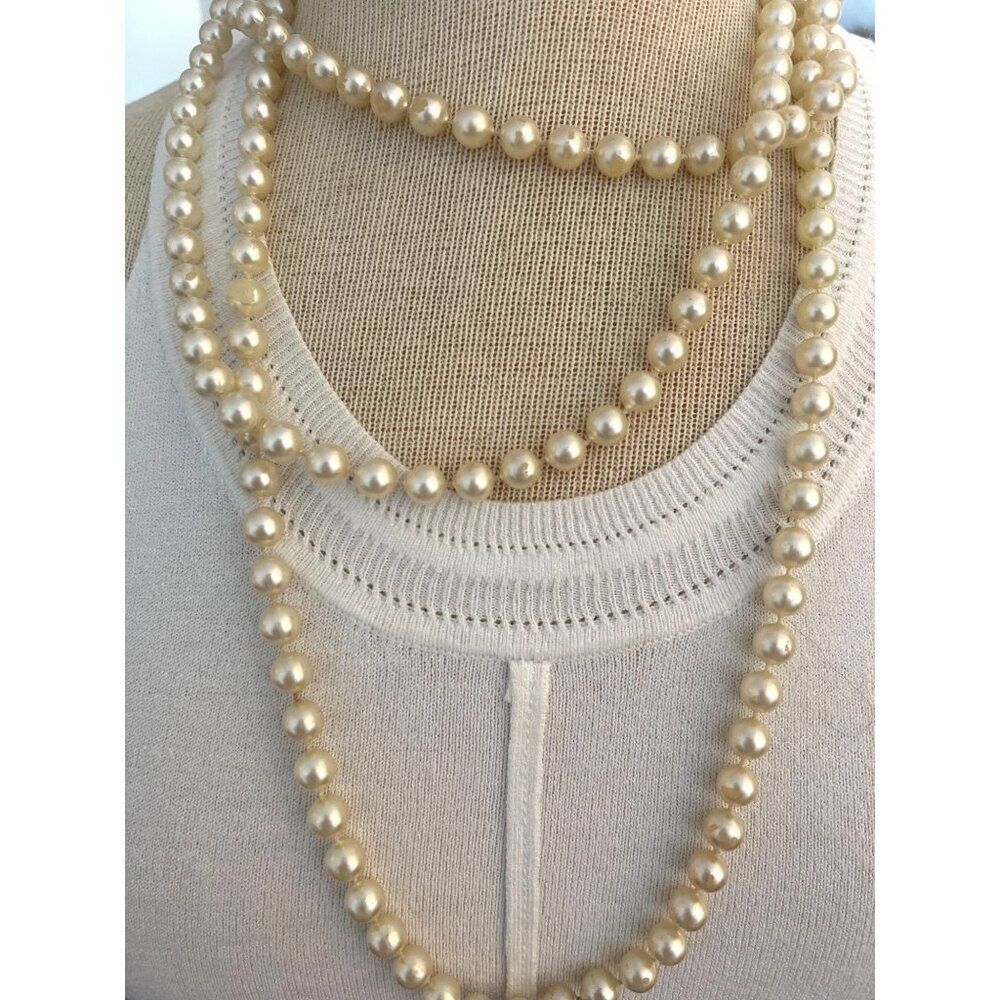 Vintage Opera Length Faux Pearl 35” Necklace Vintage Super Long